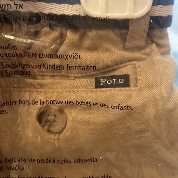 NWT Ralph Lauren khaki shorts with detachable blue and white striped belt - Picture 4 of 10